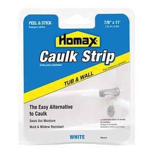 Homax Tub and Wall Caulk Strip White 7/8inch x 11ft Homax Tub and Wall Caulk Strip White 7/8inch x 11ft